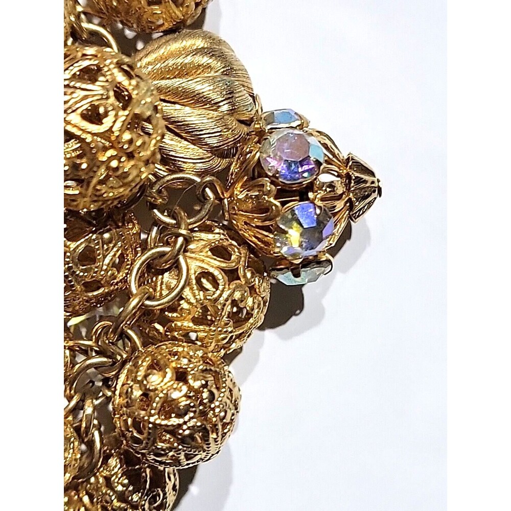 Miriam Haskell Bow Gold Grape Cluster Dangle Broo… - image 6